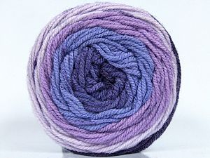 This is a self-striping yarn. Please see package photo for the color combination. Composition 80% Acrylique, 20% Laine, Purple Shades, Brand Ice Yarns, fnt2-73286