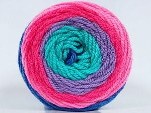 This is a self-striping yarn. Please see package photo for the color combination. Fiber Content 80% Acrylic, 20% Wool, Turquoise, Pink Shades, Lilac, Brand Ice Yarns, fnt2-73287