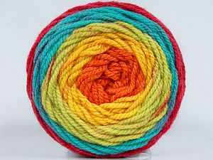 This is a self-striping yarn. Please see package photo for the color combination. İçerik 80% Akrilik, 20% Yün, Rainbow, Brand Ice Yarns, fnt2-73289