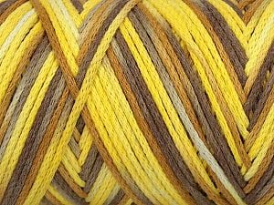 Please be advised that yarns are made of recycled cotton, and dye lot differences occur. Composition 80% Coton, 20% Polyamide, Yellow Shades, Brand Ice Yarns, Camel Shades, fnt2-74596