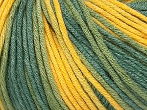 Composition 50% Coton, 50% Acrylique, Yellow, Brand Ice Yarns, Green Shades, fnt2-75307 