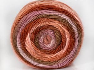 This is a self-striping yarn. Please see package photo for the color combination. İçerik 100% Premium Akrilik, Lilac, Brand Ice Yarns, Copper, Camel, Brown, fnt2-76787