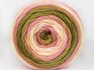 This is a self-striping yarn. Please see package photo for the color combination. İçerik 100% Premium Akrilik, Pink, Brand Ice Yarns, Green, Cream, Camel, fnt2-76788