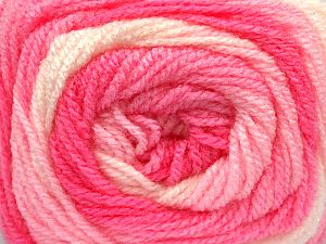 Fiber Content 100% Baby Acrylic, White, Pink Shades, Brand Ice Yarns, fnt2-77507