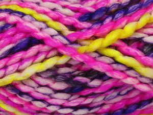 Composition 70% Laine, 30% Acrylique, Purple, Pink Shades, Neon Yellow, Brand Ice Yarns, Black, fnt2-77914