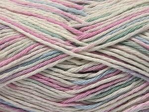 Composition 100% Coton, White, Pink, Mint Green, Brand Ice Yarns, Blue, Yarn Thickness 3 Light DK, Light, Worsted, fnt2-78824