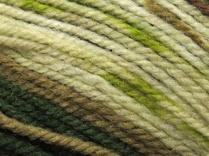 Composition 65% Acrylique, 35% Laine, Brand Ice Yarns, Green Shades, Cream, Camel, Brown, fnt2-79884