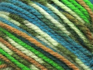 Composition 65% Acrylique, 35% Laine, Turquoise, Brand Ice Yarns, Green Shades, Cream, fnt2-79894