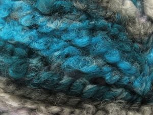 Fiber Content 72% Acrylic, 3% Polyester, 25% Wool, Turquoise Shades, Brand Ice Yarns, Grey Shades, fnt2-79902 