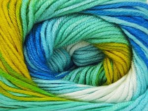 Composition 100% Acrylique Anti-bouloches, White, Brand Ice Yarns, Green Shades, Gold, Blue, fnt2-79960