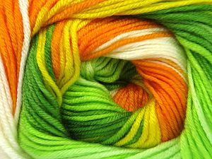 Composition 100% Acrylique Anti-bouloches, Yellow, White, Orange, Brand Ice Yarns, Green Shades, fnt2-79963 