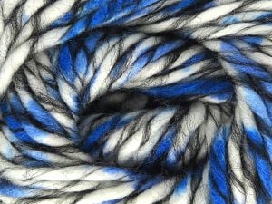 Composition 80% Acrylique, 20% Laine, White, Brand Ice Yarns, Blue, Black, Yarn Thickness 5 Bulky Chunky, Craft, Rug, fnt2-80000 