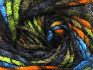 Composition 80% Acrylique, 20% Laine, Brand Ice Yarns, Green, Gold, Blue, Black, Yarn Thickness 5 Bulky Chunky, Craft, Rug, fnt2-80006 