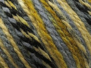 Composition 65% Acrylique, 35% Laine, Brand Ice Yarns, Grey Shades, Gold, Cream, Black, Yarn Thickness 3 Light DK, Light, Worsted, fnt2-80016 