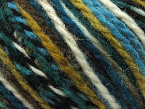 Composition 65% Acrylique, 35% Laine, White, Turquoise, Brand Ice Yarns, Brown Shades, Black, Yarn Thickness 3 Light DK, Light, Worsted, fnt2-80020 
