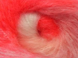 Fiber Content 65% Acrylic, 5% Polyamide, 15% Mohair, 15% Polyester, White, Pink Shades, Brand Ice Yarns, fnt2-80036