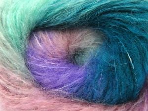 Fiber Content 65% Acrylic, 5% Polyamide, 15% Polyester, 15% Mohair, Pink, Lilac, Brand Ice Yarns, Green Shades, fnt2-80038