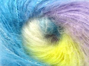 Fiber Content 65% Acrylic, 5% Polyamide, 15% Mohair, 15% Polyester, Yellow, White, Turquoise, Lilac, Brand Ice Yarns, fnt2-80040
