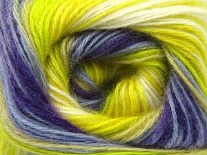 Composition 75% Acrylique, 25% Angora, Yellow, Purple, Brand Ice Yarns, Green, Cream, Bluish Lilac, Yarn Thickness 2 Fine Sport, Baby, fnt2-80047 