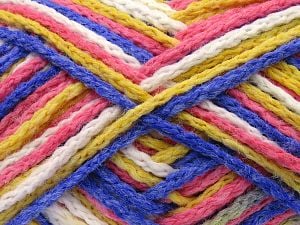 Composition 50% Acrylique, 50% Polyamide, White, Pink, Brand Ice Yarns, Gold, Blue, Yarn Thickness 5 Bulky Chunky, Craft, Rug, fnt2-80077