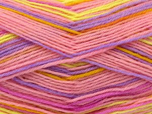 Composition 75% Superwash Wool, 25% Polyamide, Yellow, Pink Shades, Lilac, Brand Ice Yarns, Gold, Yarn Thickness 1 SuperFine Sock, Fingering, Baby, fnt2-80085 