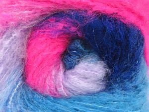 Fiber Content 65% Acrylic, 5% Polyamide, 15% Polyester, 15% Mohair, Turquoise, Neon Pink, Lilac, Brand Ice Yarns, Blue, fnt2-80289