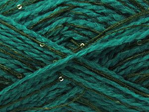 Composition 48% Polyester, 40% Acrylique, 2% Paillette, 10% Polyamide, Ocean Green, Khaki, Brand Ice Yarns, fnt2-80345 