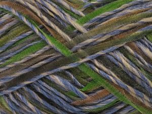 Composition 50% Polyamide, 25% Acrylique, 25% Laine, Brand Ice Yarns, Green, Cream, Brown Shades, Blue, Yarn Thickness 5 Bulky Chunky, Craft, Rug, fnt2-80361 