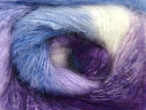 Fiber Content 65% Acrylic, 5% Polyamide, 15% Mohair, 15% Polyester, White, Purple, Lilac, Brand Ice Yarns, Blue, Yarn Thickness 4 Medium Worsted, Afghan, Aran, fnt2-80394