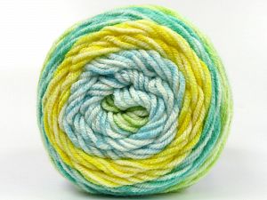 Fiber Content 100% Acrylic, Yellow, White, Turquoise, Brand Ice Yarns, Green, Yarn Thickness 4 Medium Worsted, Afghan, Aran, fnt2-80450