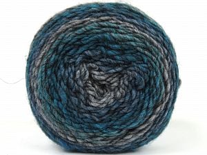 Fiber Content 85% Acrylic, 15% Wool, Turquoise Shades, Brand Ice Yarns, Grey Shades, Yarn Thickness 3 Light DK, Light, Worsted, fnt2-80469