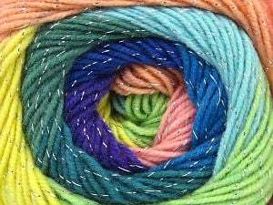 Composition 95% Acrylique, 5% Lurex, Yellow, Turquoise, Salmon, Purple, Brand Ice Yarns, Green, Blue, fnt2-80847 