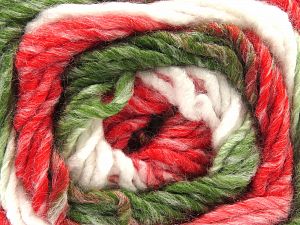 Fiber Content 95% Acrylic, 5% Wool, White, Red, Brand Ice Yarns, Green, fnt2-80876 
