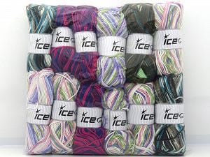 Self Striping Yarns In this list; you see most recent 50 mixed lots. <br> To see all <a href=&/mixed_lots/o/4#list&>CLICK HERE</a> (Old ones have much better deals)<hr> İçerik 100% Akrilik, Brand Ice Yarns, fnt2-80923