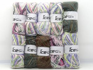 Self Striping Yarns In this list; you see most recent 50 mixed lots. <br> To see all <a href=&/mixed_lots/o/4#list&>CLICK HERE</a> (Old ones have much better deals)<hr> Fiber Content 100% Acrylic, Brand Ice Yarns, fnt2-80929
