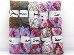 Self Striping Yarns In this list; you see most recent 50 mixed lots. <br> To see all <a href=&/mixed_lots/o/4#list&>CLICK HERE</a> (Old ones have much better deals)<hr> Composition 100% Acrylique, Brand Ice Yarns, fnt2-80930