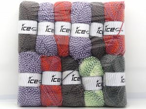 Self Striping Yarns In this list; you see most recent 50 mixed lots. <br> To see all <a href=&/mixed_lots/o/4#list&>CLICK HERE</a> (Old ones have much better deals)<hr> Fiber Content 100% Acrylic, Brand Ice Yarns, fnt2-80935