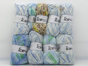 Self Striping Yarns In this list; you see most recent 50 mixed lots. <br> To see all <a href=&/mixed_lots/o/4#list&>CLICK HERE</a> (Old ones have much better deals)<hr> Composition 100% Acrylique, Brand Ice Yarns, fnt2-80937