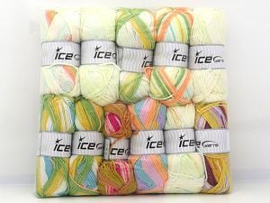 Self Striping Yarns In this list; you see most recent 50 mixed lots. <br> To see all <a href=&/mixed_lots/o/4#list&>CLICK HERE</a> (Old ones have much better deals)<hr> Composition 100% Acrylique, Brand Ice Yarns, fnt2-80966