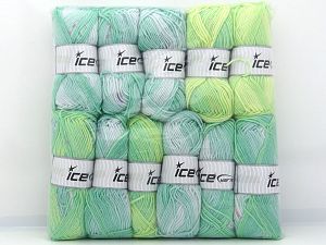 Self Striping Yarns In this list; you see most recent 50 mixed lots. <br> To see all <a href=&/mixed_lots/o/4#list&>CLICK HERE</a> (Old ones have much better deals)<hr> Composition 100% Acrylique, Brand Ice Yarns, fnt2-80985