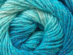 Fiber Content 95% Acrylic, 5% Lurex, White, Turquoise, Silver, Light Blue, Brand Ice Yarns, Yarn Thickness 3 Light DK, Light, Worsted, fnt2-22052