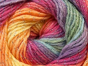 Composition 95% Acrylique, 5% Lurex, Yellow, Salmon, Purple, Orchid, Brand Ice Yarns, Green, Yarn Thickness 3 Light DK, Light, Worsted, fnt2-22058