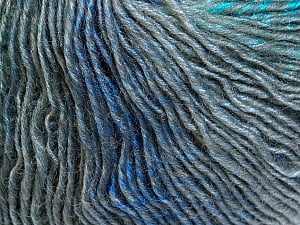Fiber Content 50% Wool, 50% Acrylic, Turquoise, Brand Ice Yarns, Grey Shades, Blue, Yarn Thickness 3 Light DK, Light, Worsted, fnt2-27153