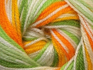 Composition 100% Acrylique haut de gamme, Yellow, White, Orange, Brand Ice Yarns, Green Shades, Yarn Thickness 3 Light DK, Light, Worsted, fnt2-33398