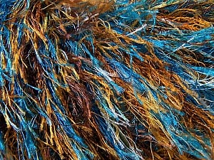 Fiber Content 100% Polyester, Brand Ice Yarns, Green, Gold, Brown, Blue, Yarn Thickness 5 Bulky Chunky, Craft, Rug, fnt2-34129 