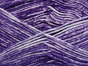 Strong pure cotton yarn in beautiful colours, reminiscent of bleached denim. Machine washable and dryable. Fiber Content 100% Cotton, White, Purple, Brand Ice Yarns, Yarn Thickness 3 Light DK, Light, Worsted, fnt2-42569