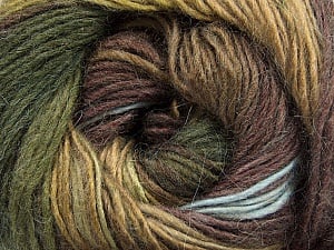 Composition 40% Laine, 30% Mohair, 30% Acrylique, Brand Ice Yarns, Green Shades, Brown Shades, Yarn Thickness 3 Light DK, Light, Worsted, fnt2-46393