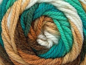 Fiber Content 100% Acrylic, White, Turquoise, Mint Green, Brand Ice Yarns, Brown Shades, Yarn Thickness 4 Medium Worsted, Afghan, Aran, fnt2-46969