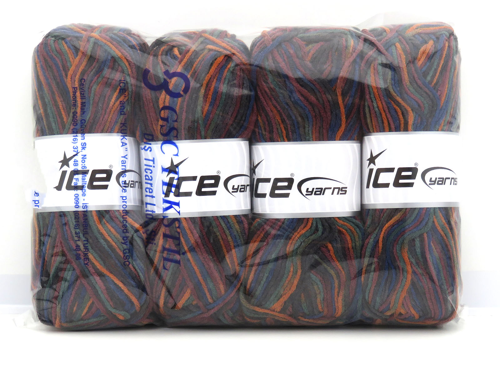 Party Maroon, Blue, Green, Copper, Brown, Self-Striping Yarns | Ice ...